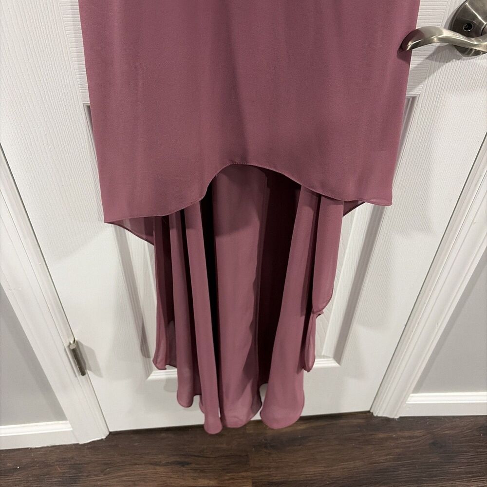 Satin Hi Low Formal Dress Dark Mauve Bodice Romantic Evening Party Elegant Size2 - Picture 4 of 8